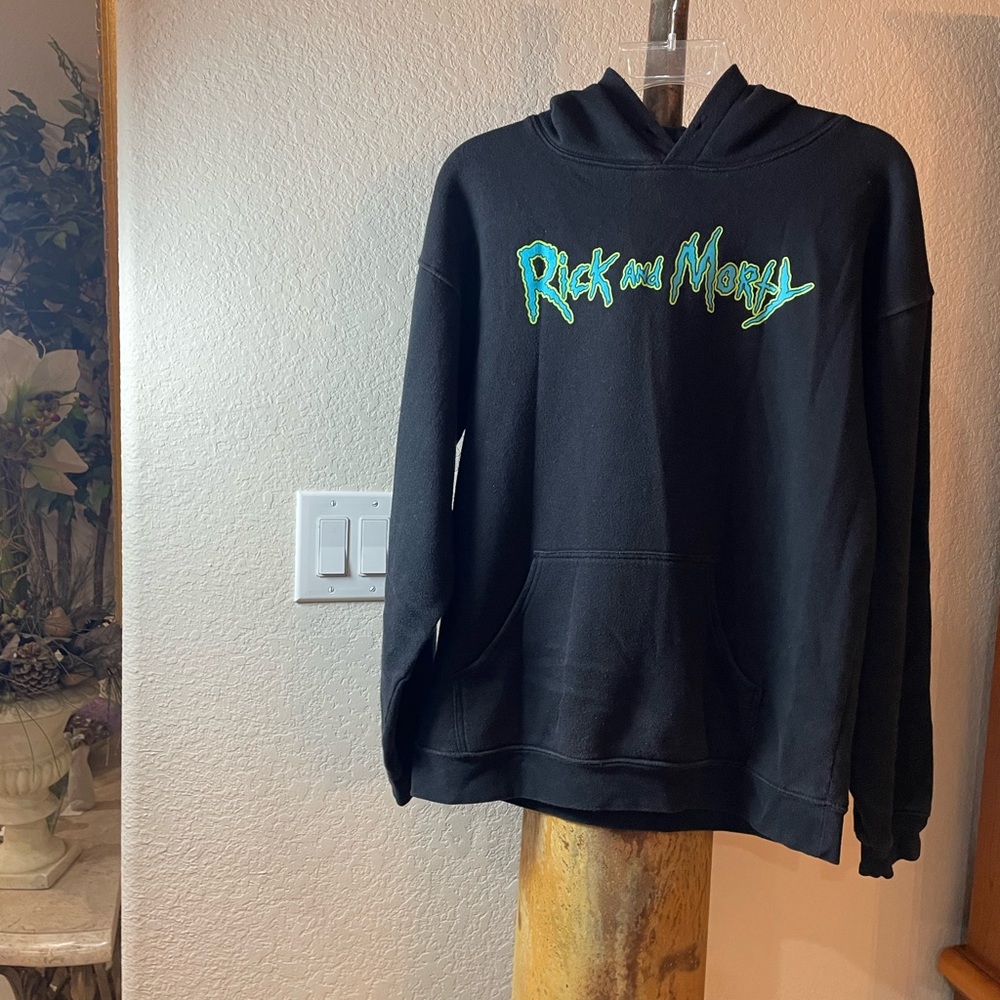 ADULT SWIM RICK & Morty black Size Small Hoodie Front & Back Graphics Streetwear